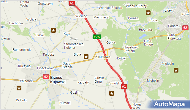 mapa Pikutkowo, Pikutkowo na mapie Targeo