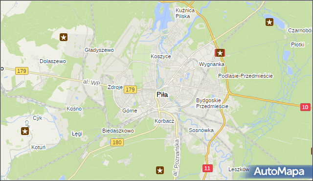 mapa Piły, Piła na mapie Targeo