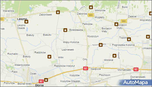 mapa Pilaszków gmina Ożarów Mazowiecki, Pilaszków gmina Ożarów Mazowiecki na mapie Targeo