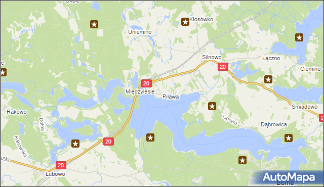 mapa Piława gmina Borne Sulinowo, Piława gmina Borne Sulinowo na mapie Targeo