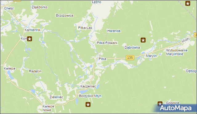 mapa Piłka gmina Drawsko, Piłka gmina Drawsko na mapie Targeo