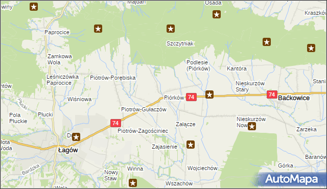mapa Piórków, Piórków na mapie Targeo