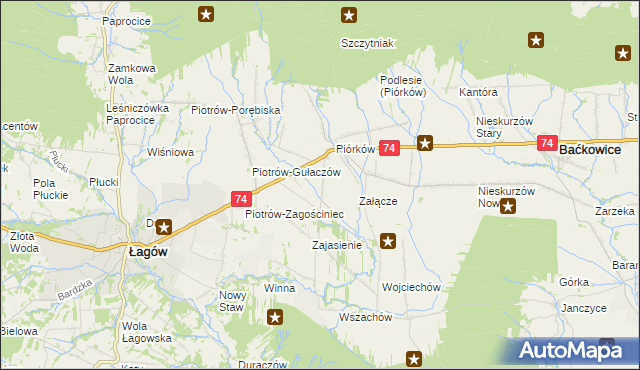 mapa Piórków-Kolonia, Piórków-Kolonia na mapie Targeo