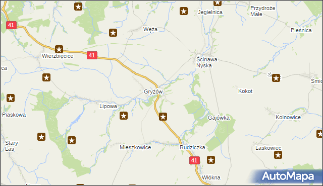 mapa Piorunkowice, Piorunkowice na mapie Targeo