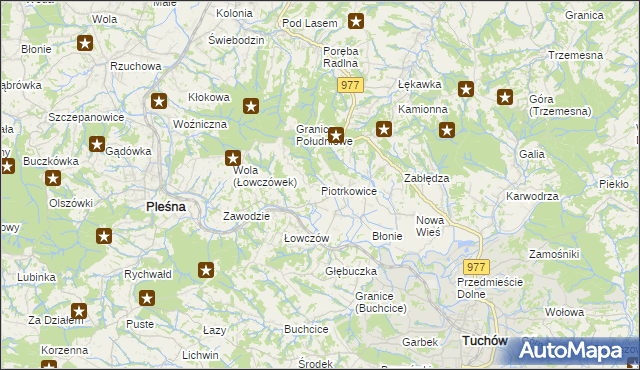 mapa Piotrkowice gmina Tuchów, Piotrkowice gmina Tuchów na mapie Targeo