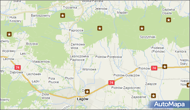 mapa Piotrów-Porębiska, Piotrów-Porębiska na mapie Targeo