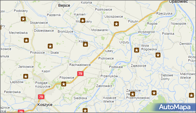 mapa Piotrowice gmina Koszyce, Piotrowice gmina Koszyce na mapie Targeo