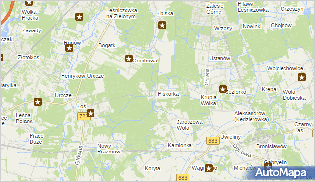 mapa Piskórka, Piskórka na mapie Targeo