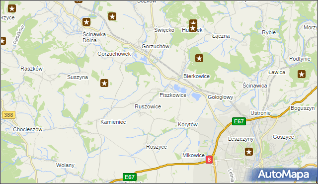 mapa Piszkowice, Piszkowice na mapie Targeo