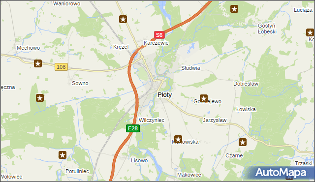 mapa Płoty powiat gryficki, Płoty powiat gryficki na mapie Targeo