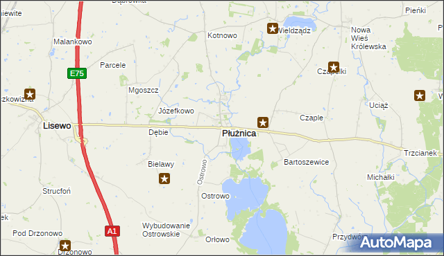 mapa Płużnica, Płużnica na mapie Targeo