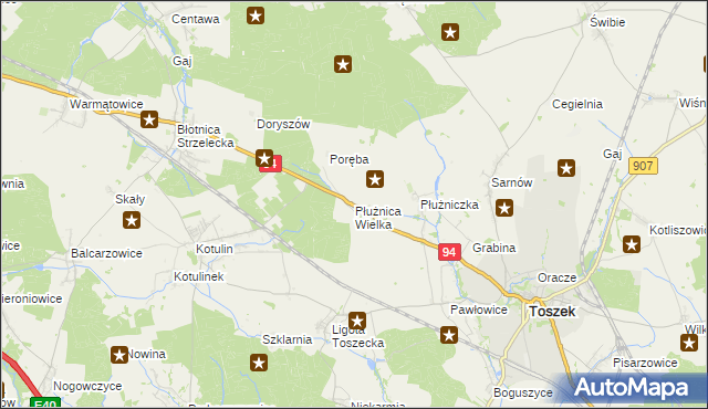 mapa Płużnica Wielka, Płużnica Wielka na mapie Targeo