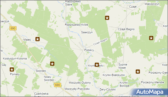 mapa Pobikry, Pobikry na mapie Targeo