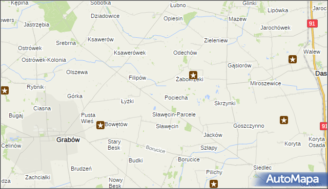 mapa Pociecha gmina Grabów, Pociecha gmina Grabów na mapie Targeo