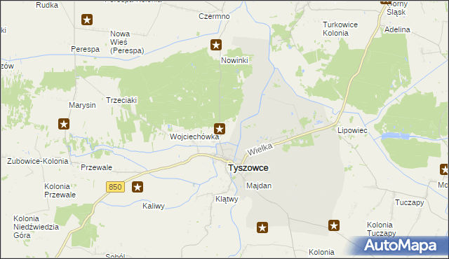 mapa Podbór gmina Tyszowce, Podbór gmina Tyszowce na mapie Targeo