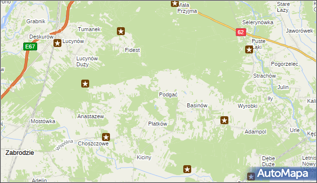 mapa Podgać gmina Zabrodzie, Podgać gmina Zabrodzie na mapie Targeo