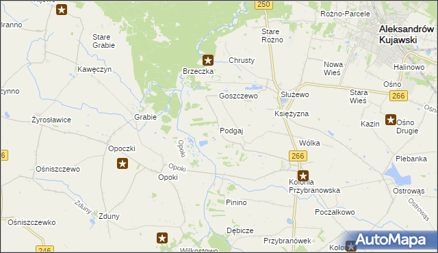 mapa Podgaj gmina Aleksandrów Kujawski, Podgaj gmina Aleksandrów Kujawski na mapie Targeo