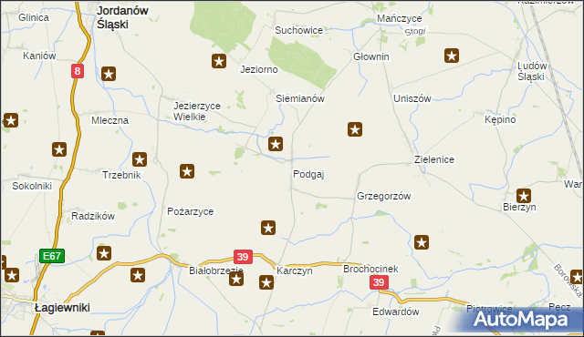 mapa Podgaj gmina Kondratowice, Podgaj gmina Kondratowice na mapie Targeo