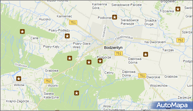 mapa Podgórze gmina Bodzentyn, Podgórze gmina Bodzentyn na mapie Targeo