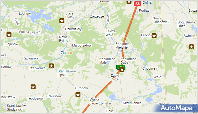 mapa Podkonice Małe, Podkonice Małe na mapie Targeo