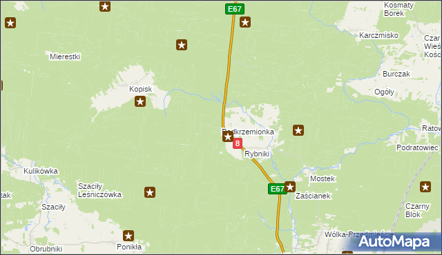 mapa Podkrzemionka, Podkrzemionka na mapie Targeo