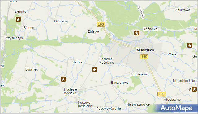 mapa Podlesie Kościelne, Podlesie Kościelne na mapie Targeo