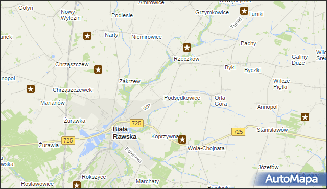 mapa Podsędkowice, Podsędkowice na mapie Targeo