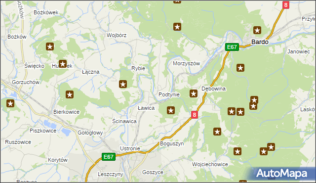 mapa Podtynie, Podtynie na mapie Targeo