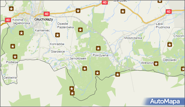 mapa Pokrzywna gmina Głuchołazy, Pokrzywna gmina Głuchołazy na mapie Targeo