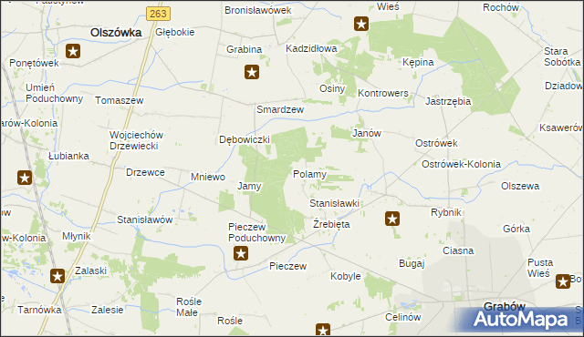 mapa Polamy, Polamy na mapie Targeo