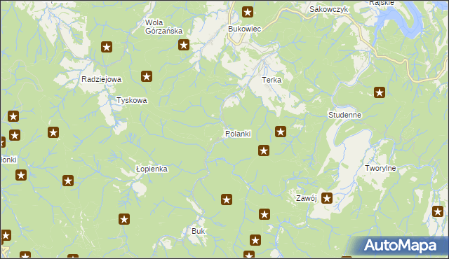 mapa Polanki gmina Solina, Polanki gmina Solina na mapie Targeo