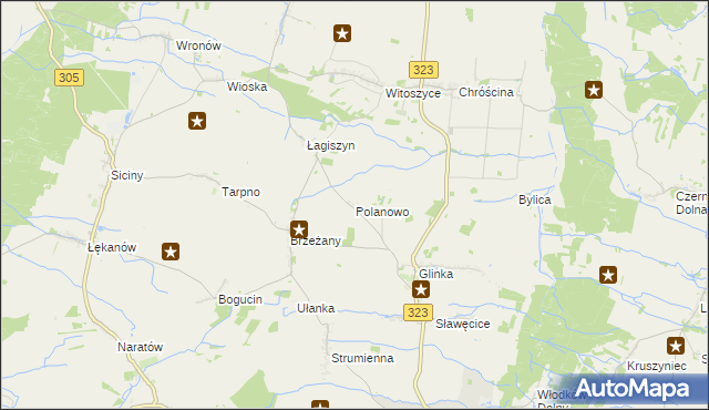 mapa Polanowo gmina Góra, Polanowo gmina Góra na mapie Targeo