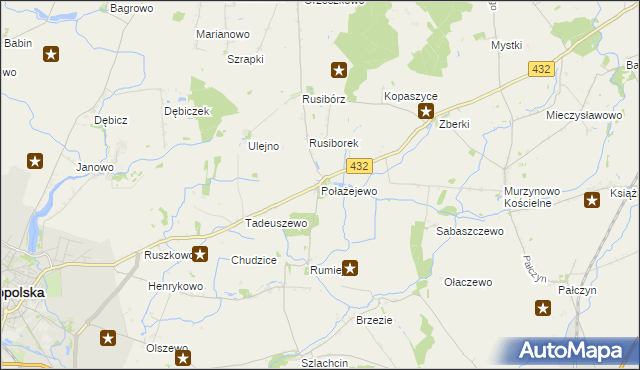 mapa Połażejewo, Połażejewo na mapie Targeo