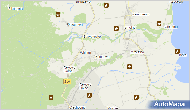 mapa Połchowo gmina Puck, Połchowo gmina Puck na mapie Targeo