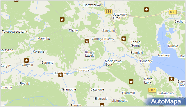 mapa Pólko gmina Michałowo, Pólko gmina Michałowo na mapie Targeo