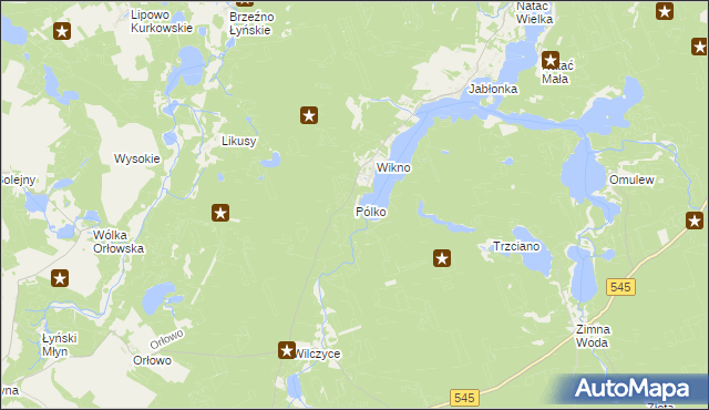 mapa Pólko gmina Nidzica, Pólko gmina Nidzica na mapie Targeo