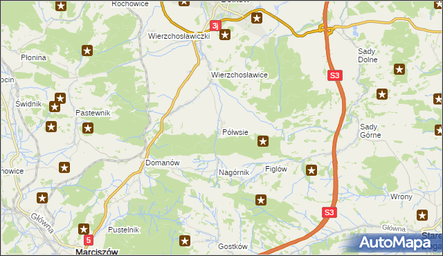 mapa Półwsie, Półwsie na mapie Targeo