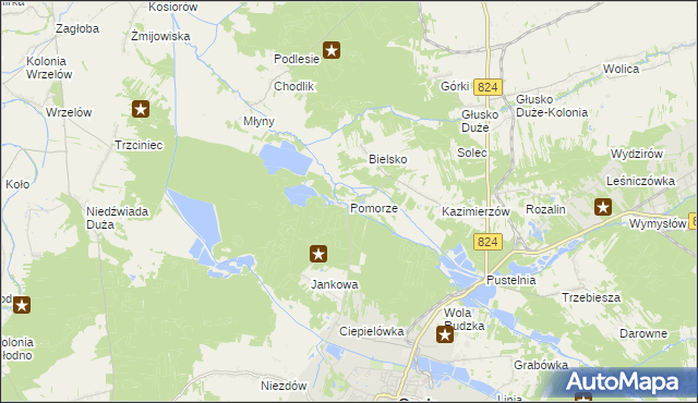 mapa Pomorze gmina Opole Lubelskie, Pomorze gmina Opole Lubelskie na mapie Targeo