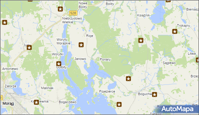 mapa Ponary, Ponary na mapie Targeo