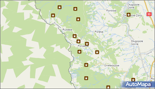 mapa Poniatów gmina Bystrzyca Kłodzka, Poniatów gmina Bystrzyca Kłodzka na mapie Targeo