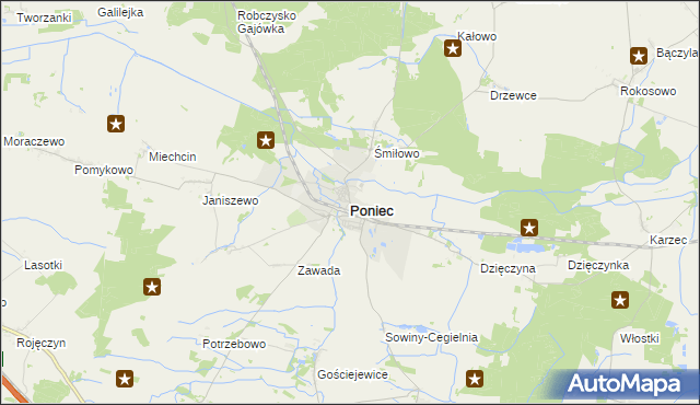 mapa Poniec, Poniec na mapie Targeo