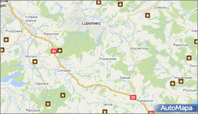 mapa Popielówek, Popielówek na mapie Targeo