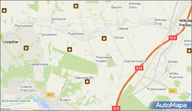 mapa Popkowice Księże, Popkowice Księże na mapie Targeo