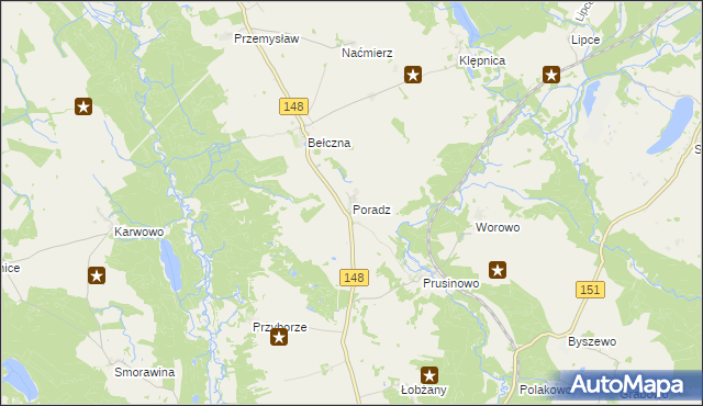 mapa Poradz gmina Łobez, Poradz gmina Łobez na mapie Targeo