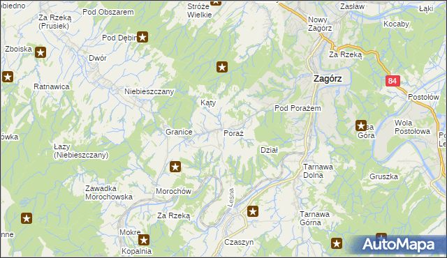 mapa Poraż, Poraż na mapie Targeo