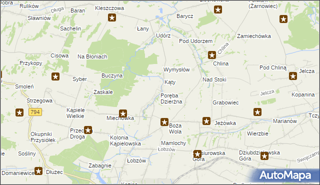 mapa Poręba Dzierżna, Poręba Dzierżna na mapie Targeo