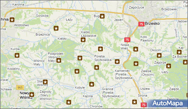 mapa Poręba Spytkowska, Poręba Spytkowska na mapie Targeo