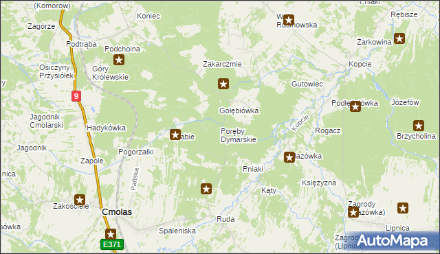 mapa Poręby Dymarskie, Poręby Dymarskie na mapie Targeo