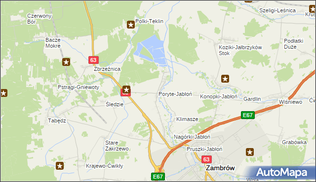 mapa Poryte-Jabłoń, Poryte-Jabłoń na mapie Targeo