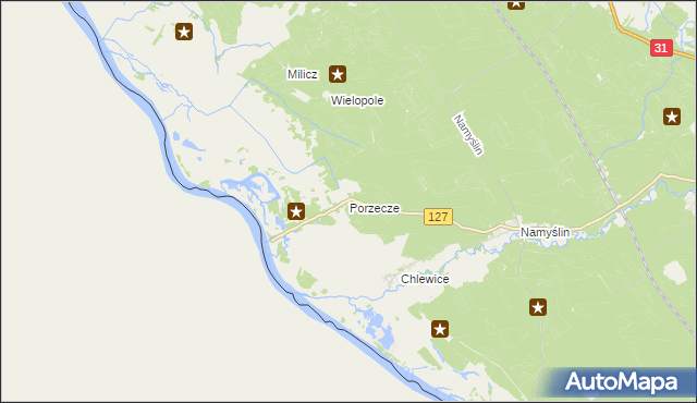 mapa Porzecze gmina Boleszkowice, Porzecze gmina Boleszkowice na mapie Targeo